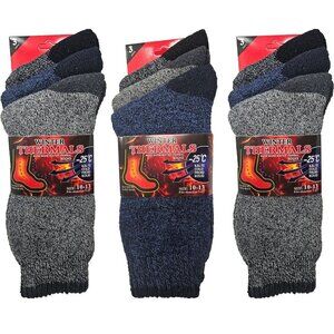 Men Thermal Socks, Warm Winter Crew, Heavy Duty Book Sock, Size 10-13, 9 Pairs